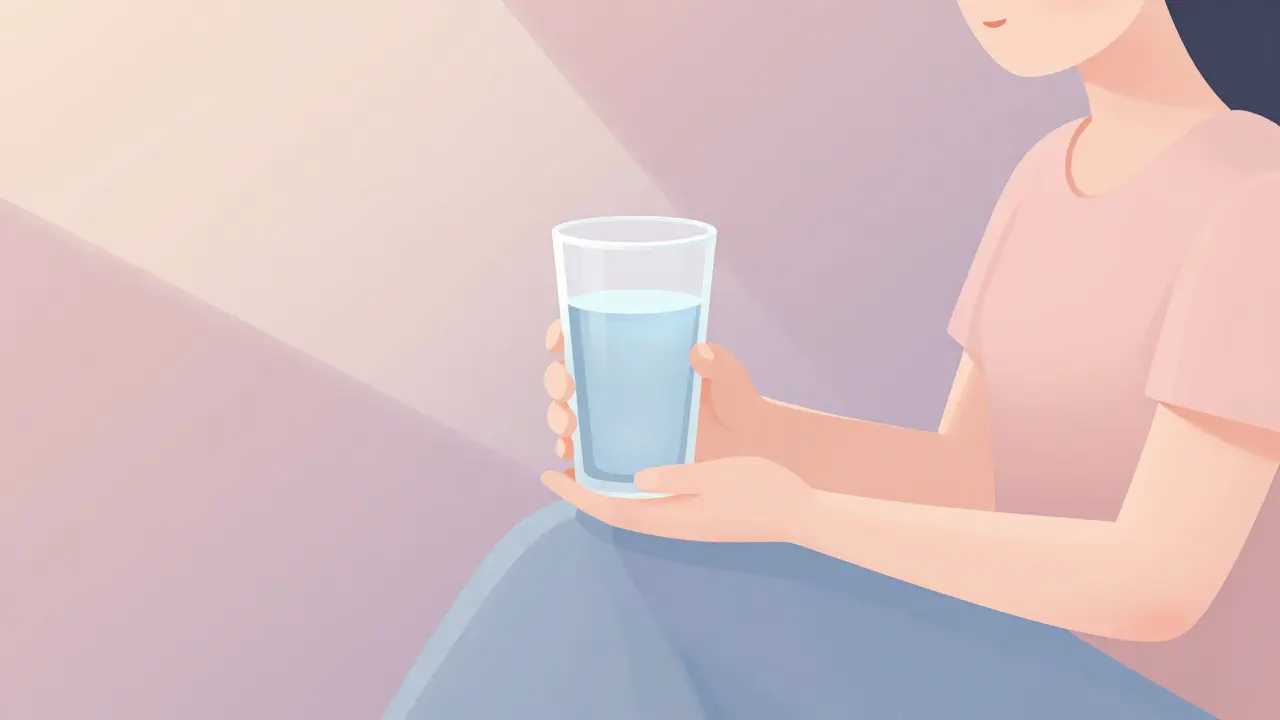 Klient po masáži pije vodu a užívá si klidu.