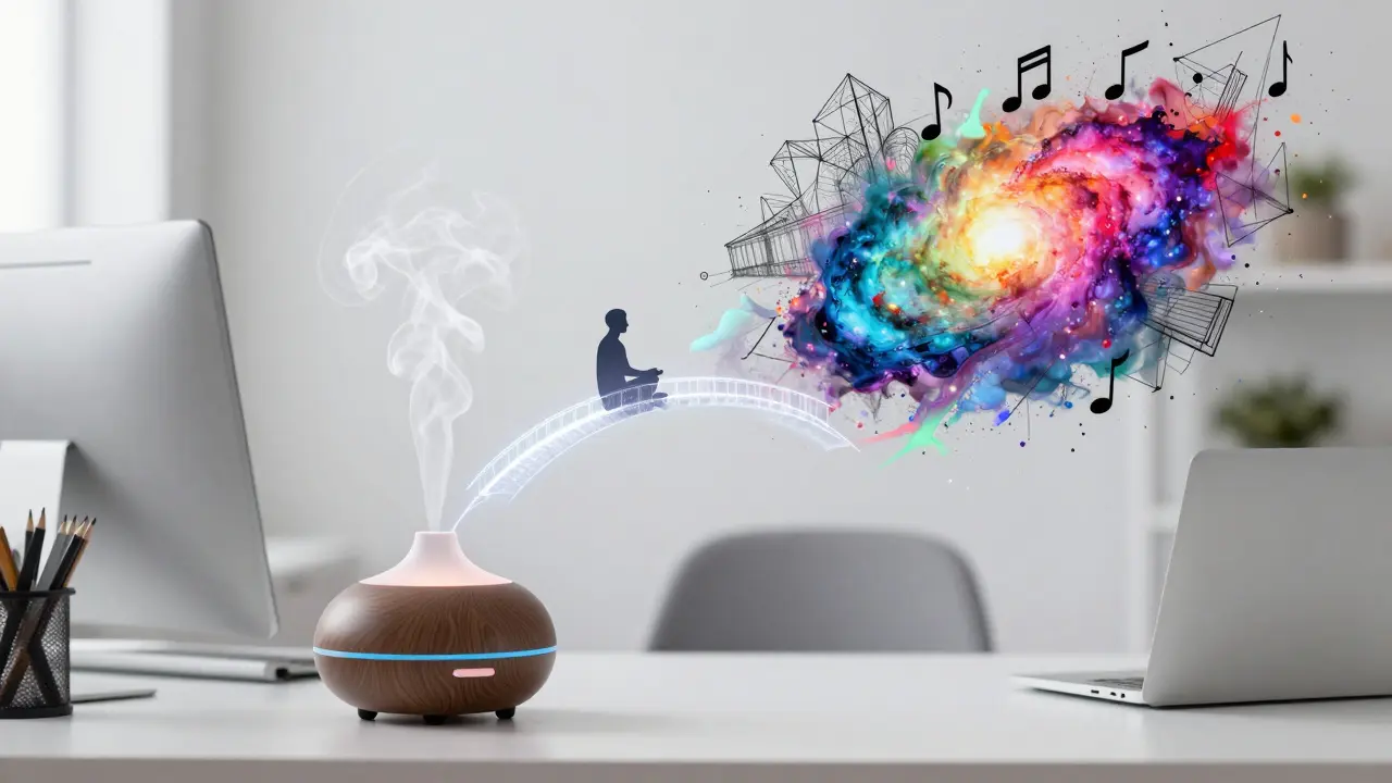 Aromaterapie v pracovním prostoru vyvolávající proud kreativních nápadů